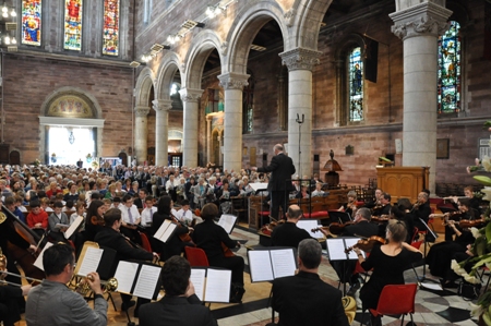 Orchestra and Choirs during the Festival of Hymns in St Anne's. Picture: Arthur Macartney.